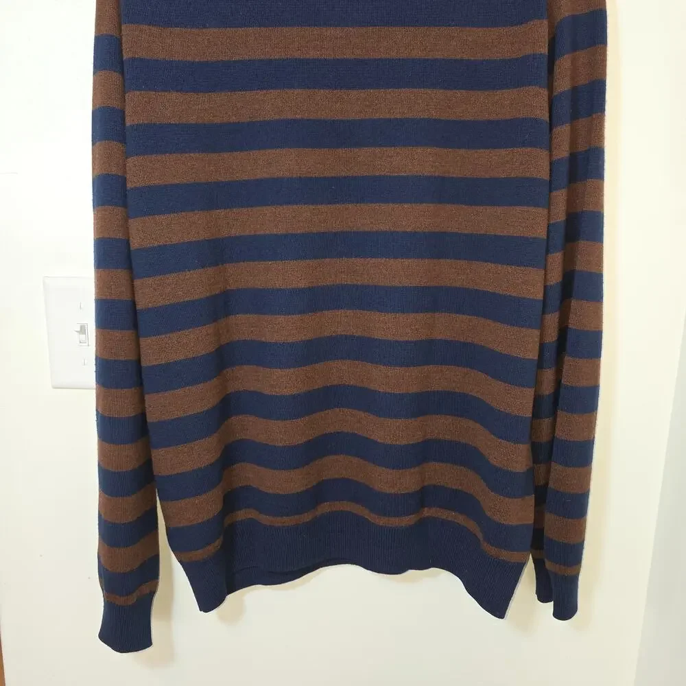 J Crew Wool Sweater Large Mens Pullover Striped Knit Preppy